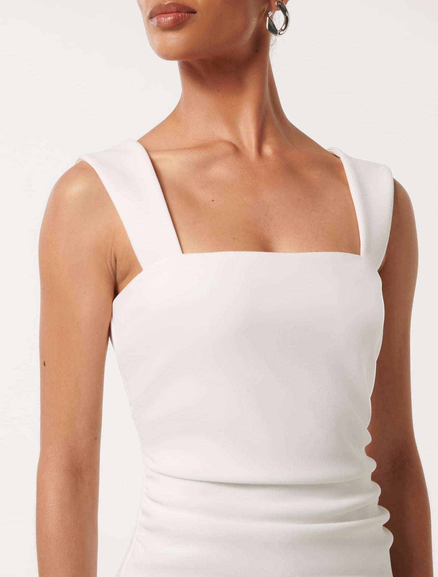 Reina Petite Ruched Bodycon Midi Dress Porcelain | Forever New