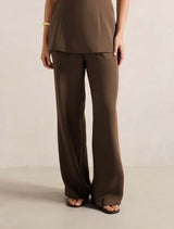 Enya Elastic Wide Leg Pants Chocolate Set Forever New