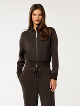 Linda Zip Through Jumper Dark Chocolate Forever New