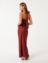 Alice Halter Satin Maxi Dress Forever New