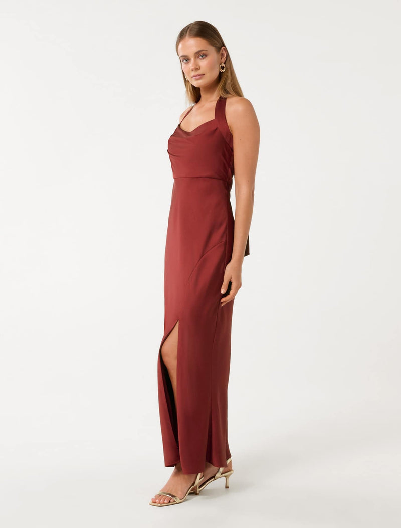Alice Halter Satin Maxi Dress Forever New