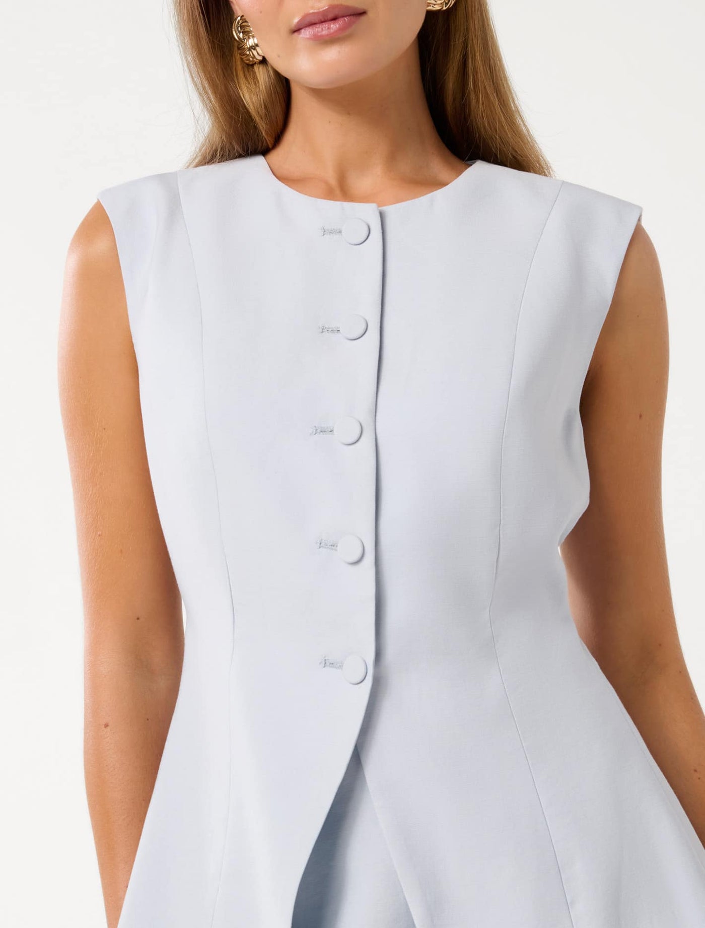 Kimberly Extended Shoulder Waistcoat Sky Blue | Forever New