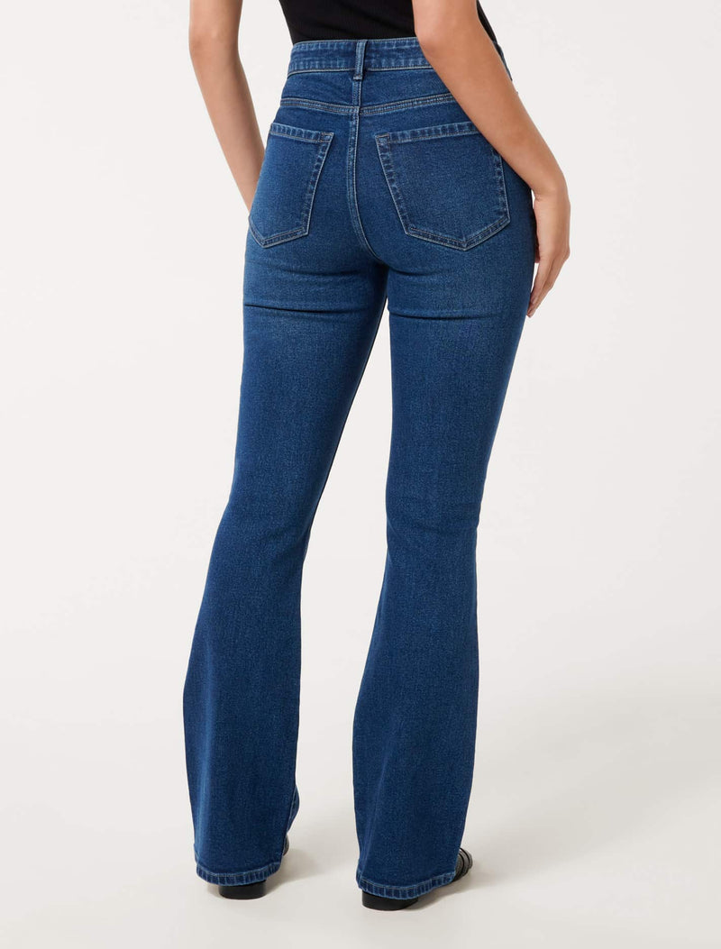 【HI FI FNK】(W) Encho Brushed Flare Jeans Phoebe Skinny Flare Jeans Mid Wash | Forever New