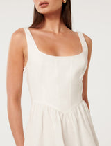 Lauren Linen Seam Detail Mini Dress Forever New