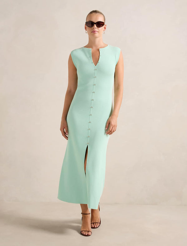 Aster Hook And Eye Detail Midi Dress Mint Forever New