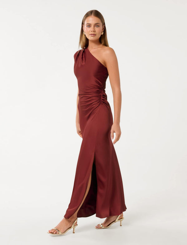 Asher One Shoulder Satin Maxi Dress Forever New