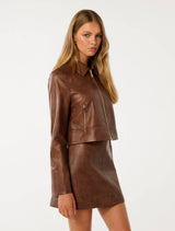 Wren Vegan Leather Jacket Walnut Set Forever New