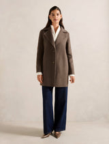 Madi Felled Mid Length Coat Mocha Marle Forever New