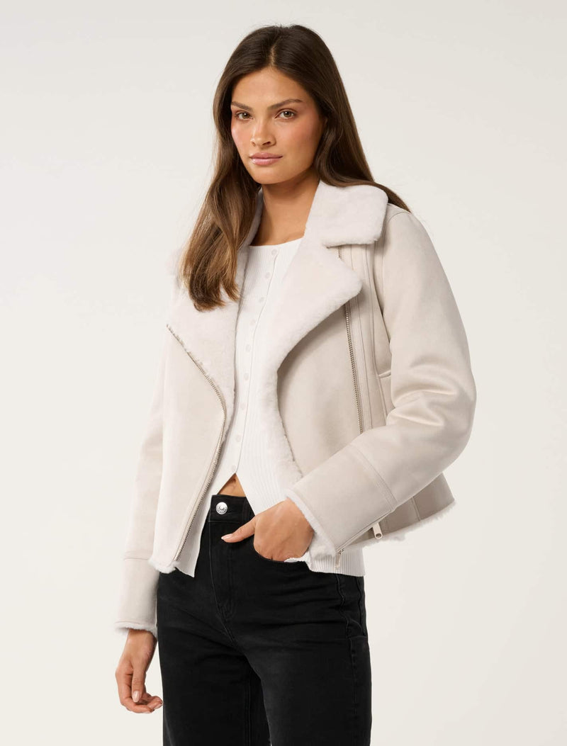 Penny Faux Fur Aviator Jacket Forever New