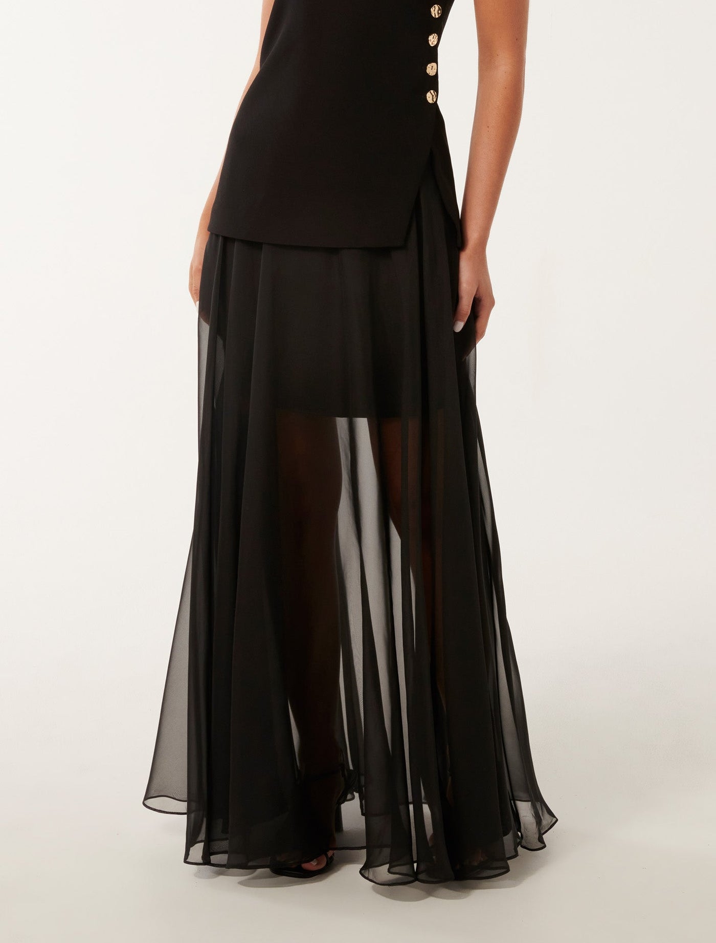 ★ Leey★ STRAPLAYERED MAXI SKIRT BLACK P0000ENB AllTerritories_OnBody_29314901