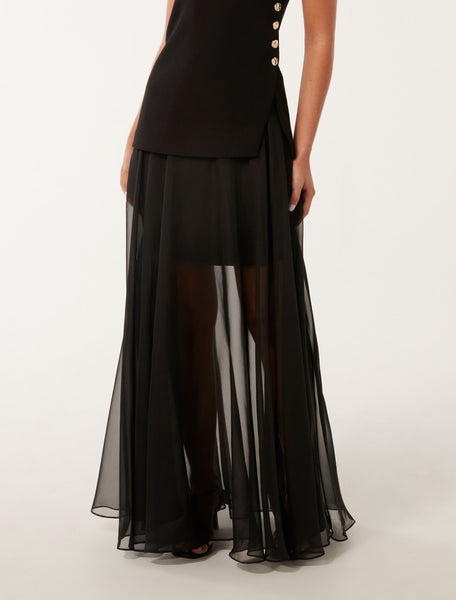 Lisette Sheer Maxi Skirt Black| Forever New