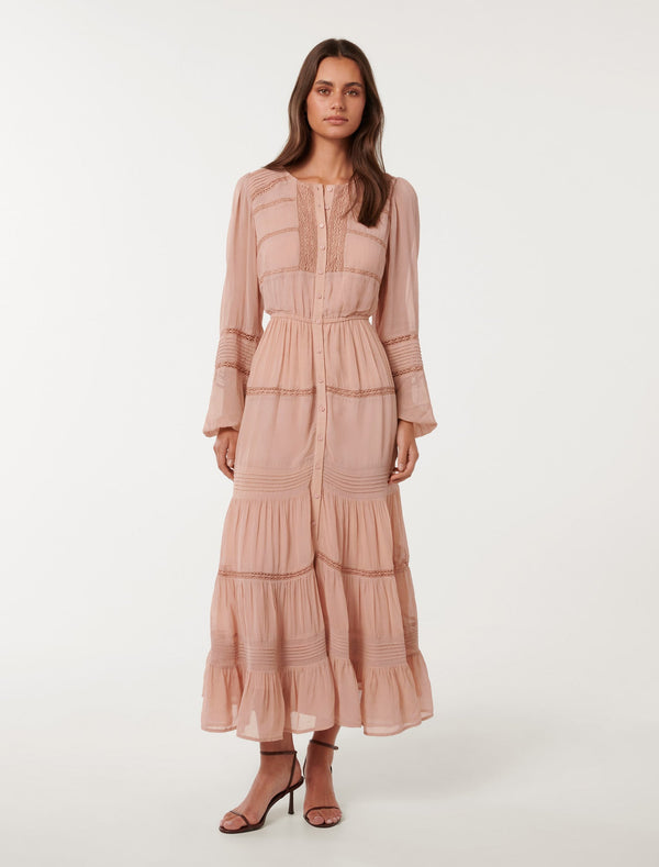 Frankie Lace Trim Dress Blush Forever New