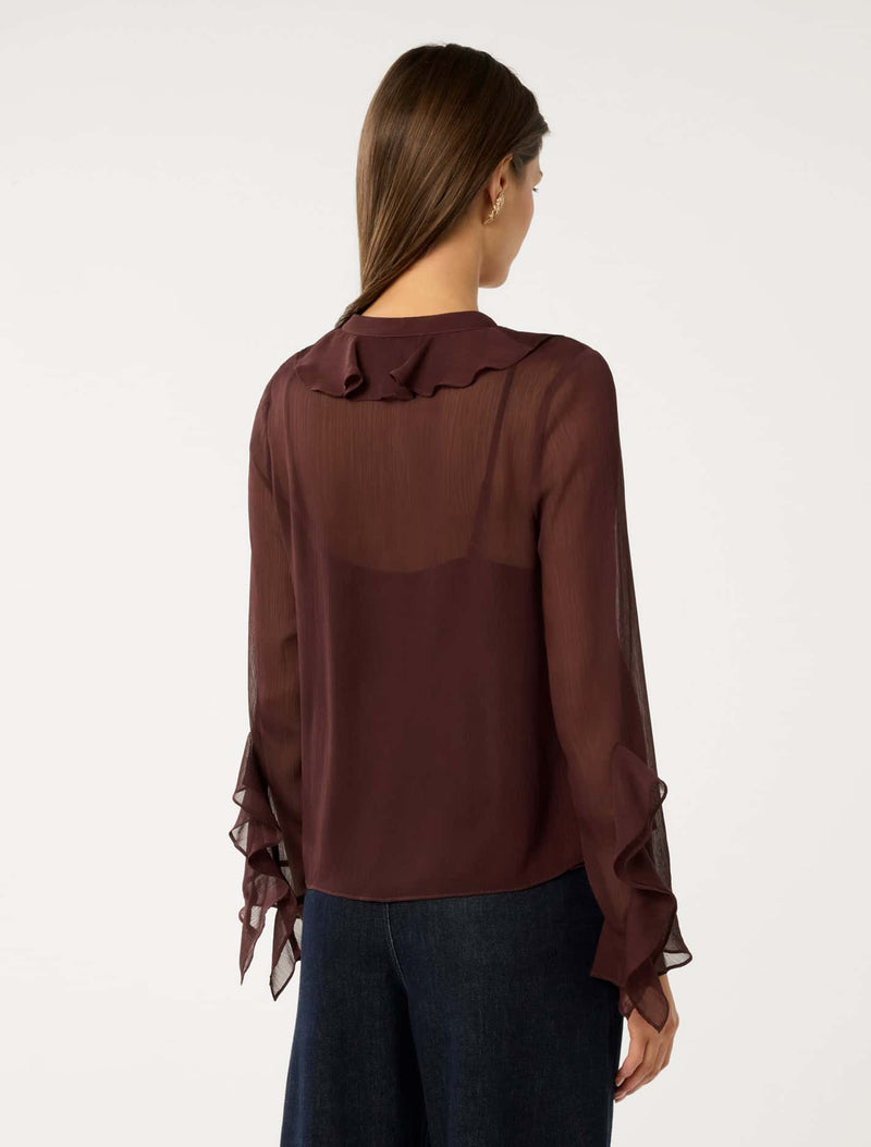 Alix Sheer Ruffle Blouse Forever New