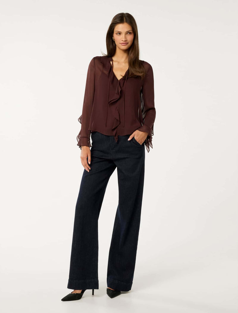 Alix Sheer Ruffle Blouse Forever New