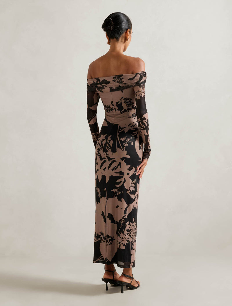 Minnie Petite Mesh Bardot Midi Dress Forever New