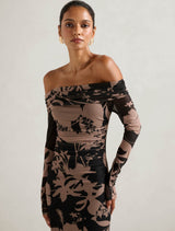 Minnie Petite Mesh Bardot Midi Dress Forever New