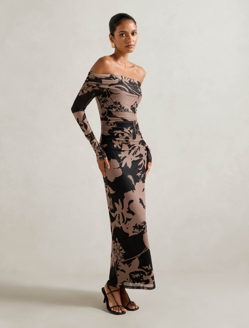 Minnie Petite Mesh Bardot Midi Dress Forever New