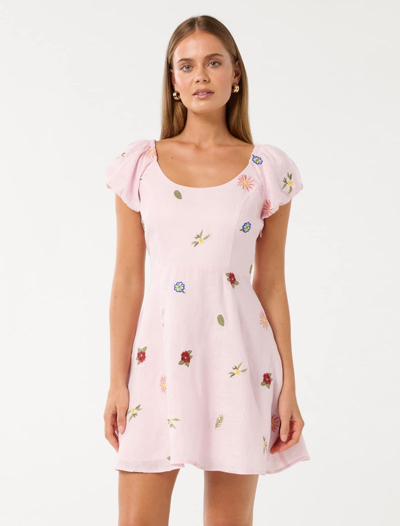 Clara Embroidered Mini Dress Cotton Candy | Forever New Clara Embroidered Mini Dress Cotton Candy | Forever New