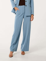 Oaklyn Pleat Wide Leg Pants Blue Storm Suit Forever New