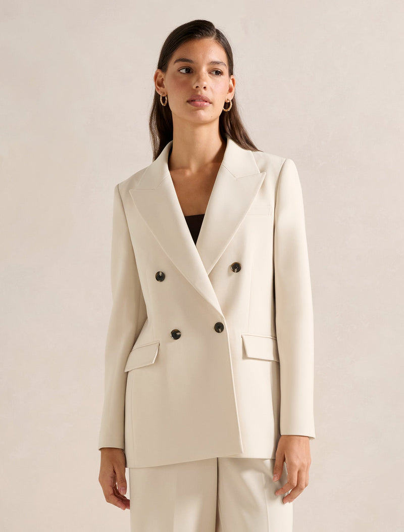 Oaklyn Oversized Blazer Oat Milk Suit Forever New