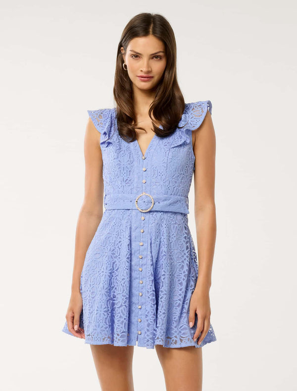 Sinead Lace Mini Dress Chambray Blue Forever New
