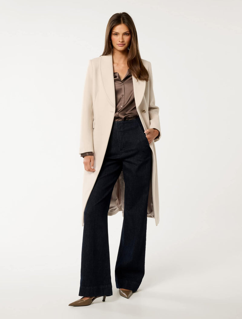 Kristen Shawl Collar Coat Cream Forever New