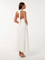 Natasha Pleated Satin Halter Maxi Dress Forever New