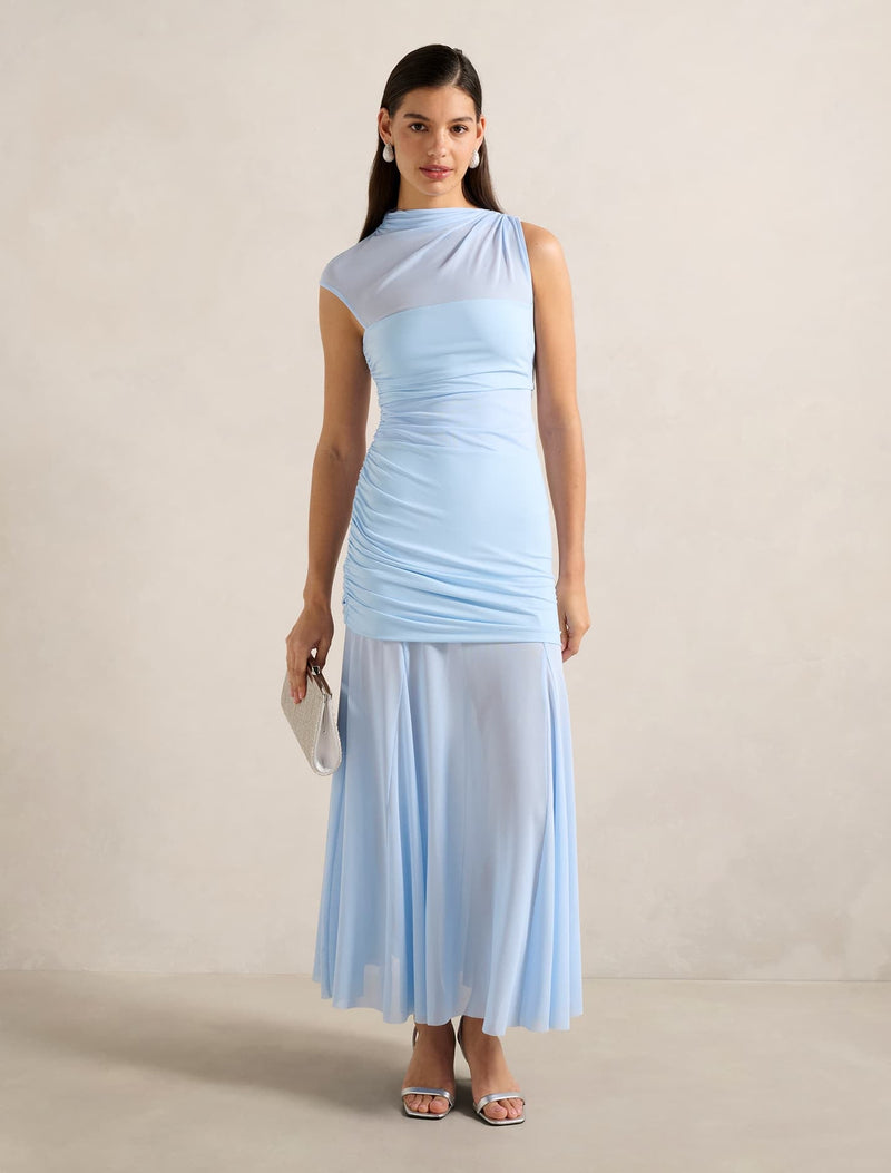 Lune Layered Mesh Maxi Dress Cloud Blue | Forever New Lune Layered Mesh Maxi Dress Cloud Blue | Forever New