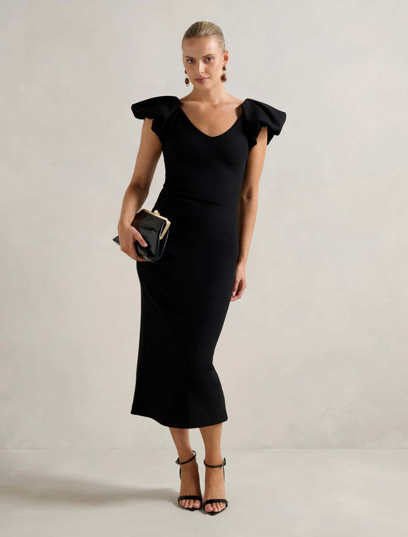 Makenna Bubble Sleeve Midi Dress
