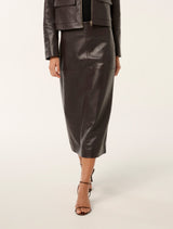 Codie Leather Skirt Chocolate Set Forever New