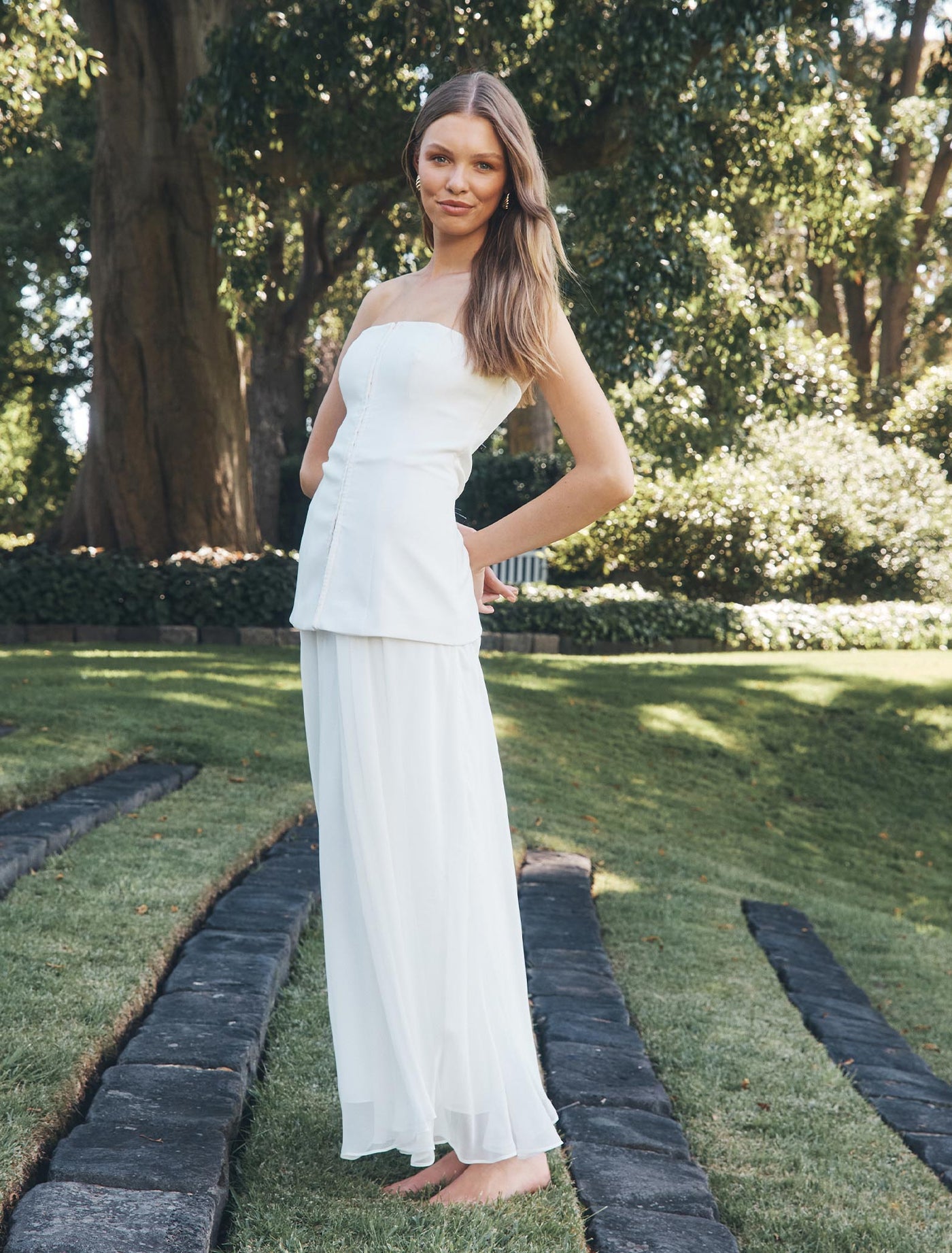 Alexis Hook and Eye Sheer Midi Dress Cream | Forever New