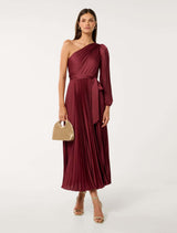 Mina Pleated One Shoulder Midi Dress Forever New