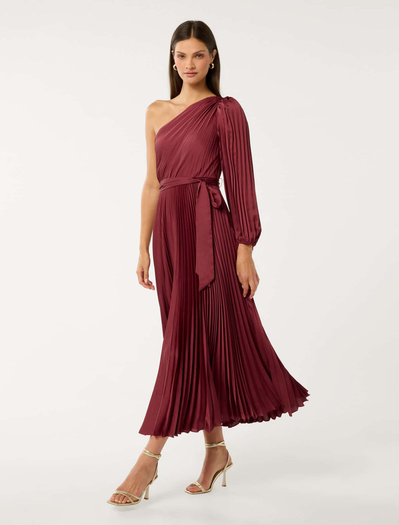 Mina Pleated One Shoulder Midi Dress Forever New