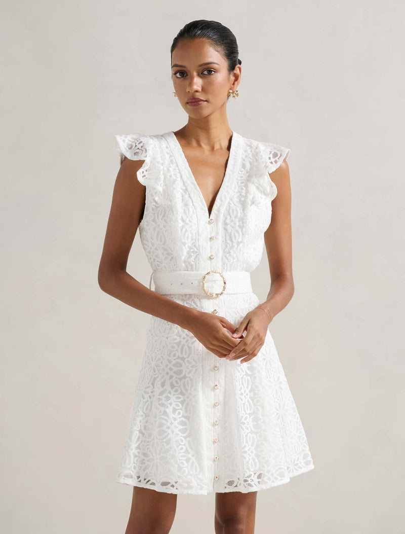 Sinead Petite Lace Mini Dress Porcelain Forever New