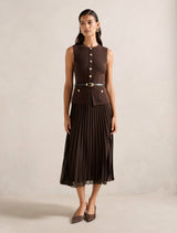 Daphne Waistcoat Knit Midi Dress Chocolate Forever New