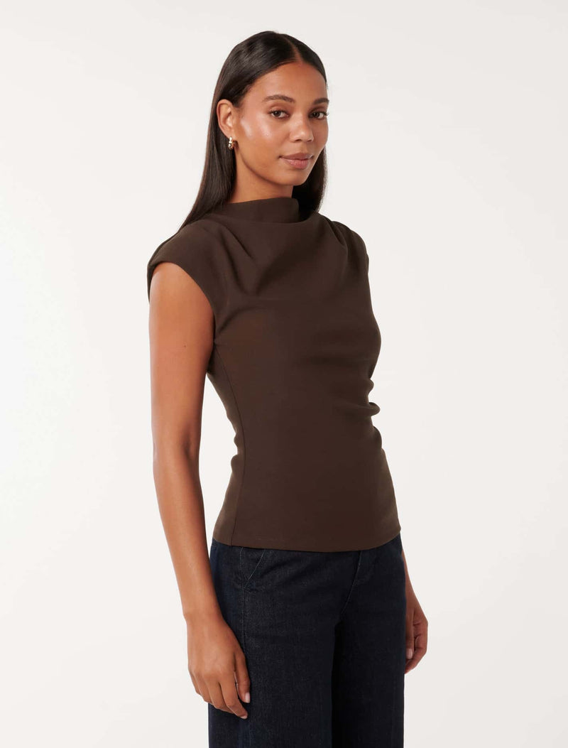 Leenah Grown On Neck Crepe Top Forever New