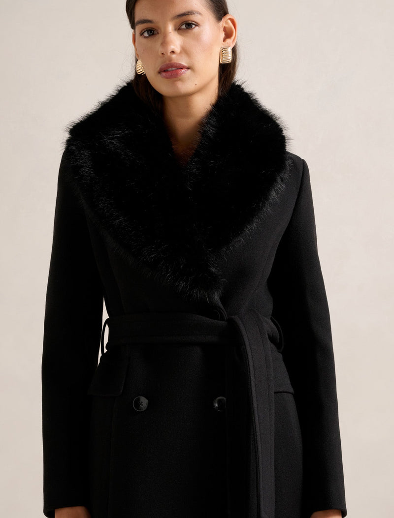 Chelsea Double Breasted Fur Collar Coat Forever New