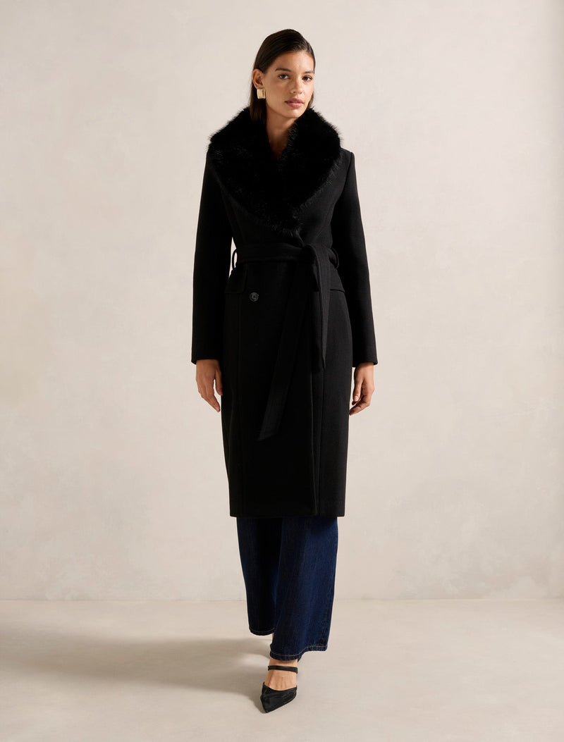 Chelsea Double Breasted Fur Collar Coat Forever New