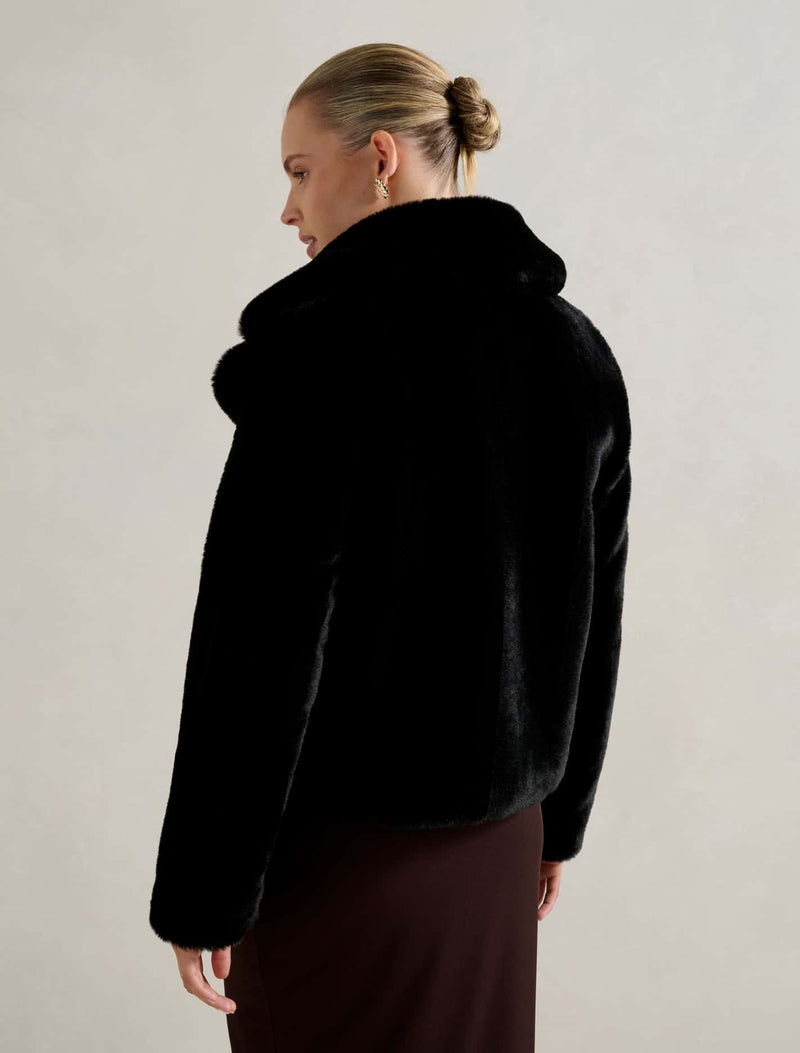 Anara Panelled Fur Coat Forever New