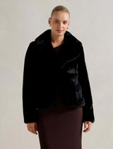 Anara Panelled Fur Coat Black Forever New