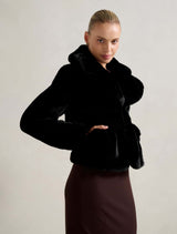 Anara Panelled Fur Coat Forever New