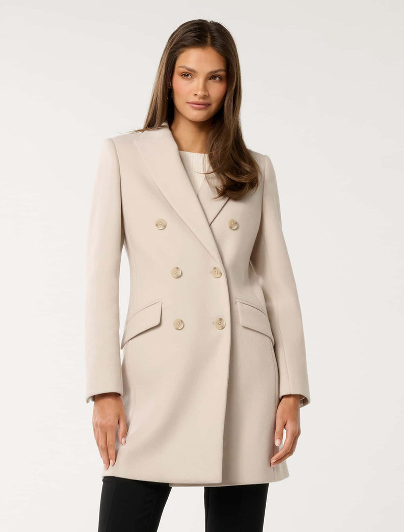 Jessica Double Breasted Coatigan Cream Forever New