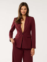 Hadley Single Breasted Blazer Oxblood Red Suit Forever New