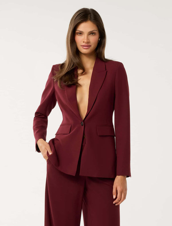 Hadley Single Breasted Blazer Oxblood Red Suit Forever New
