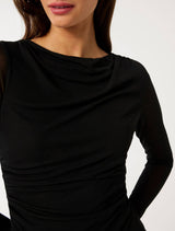 Raegan Ruched Mesh Top Forever New