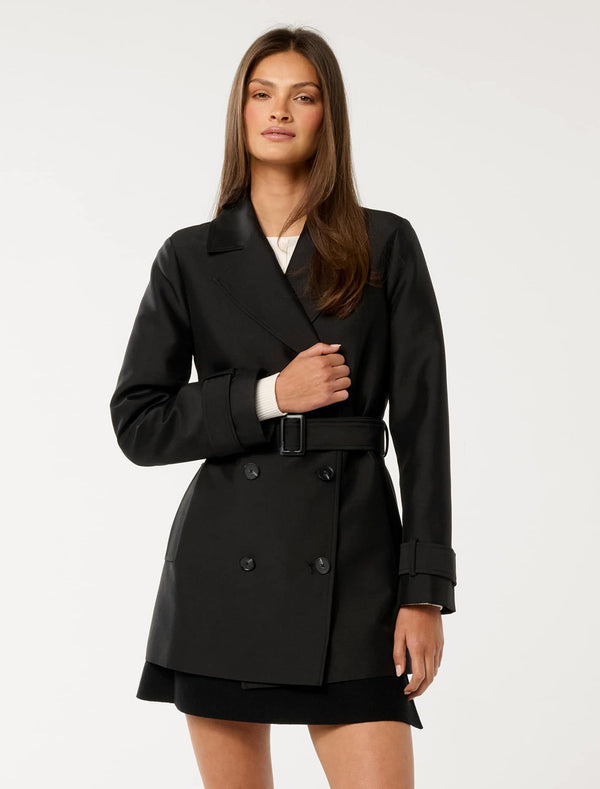 Stella Structured Trench Coat Black Forever New