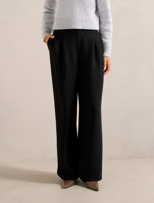 Desiree Button Straight Leg Pants Black Forever New