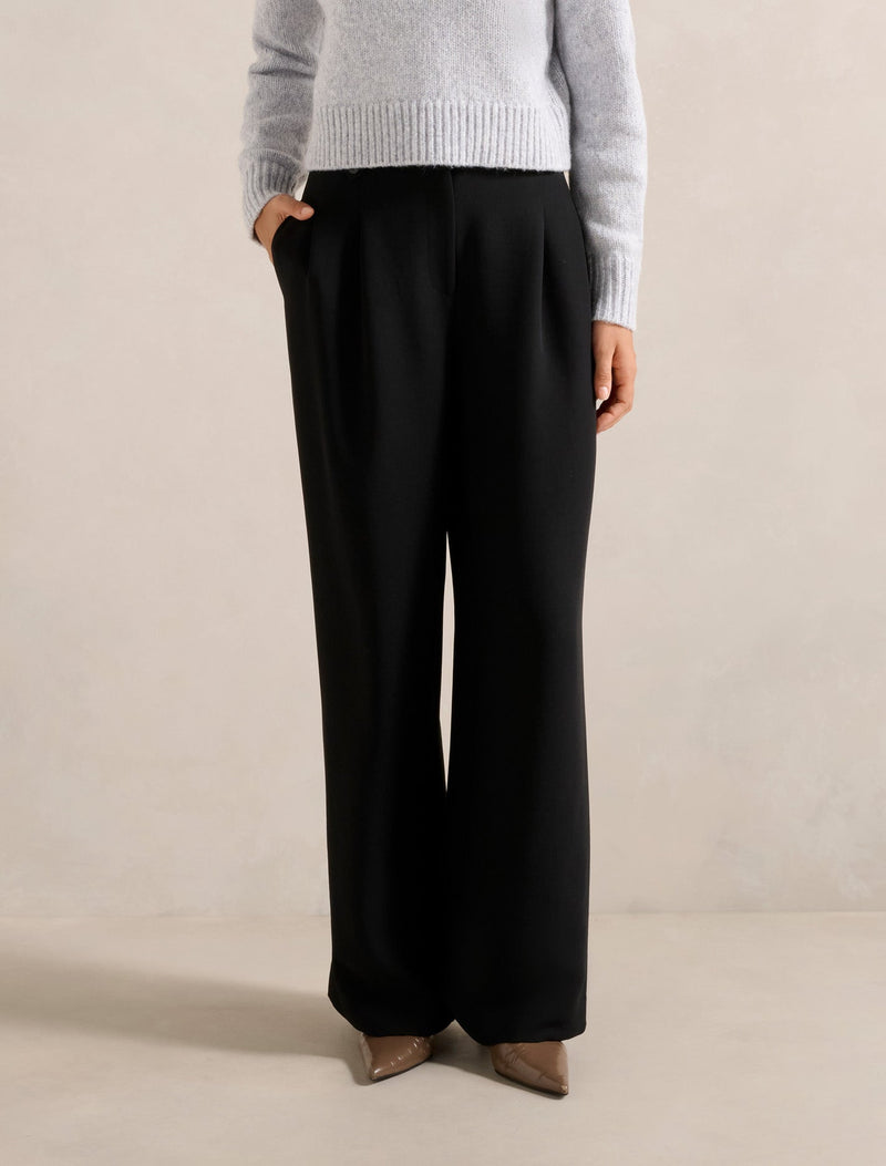 Desiree Button Straight Leg Pants Black Forever New