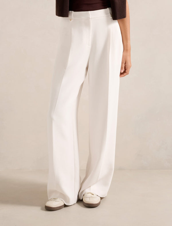 Desiree Button Straight Leg Pants Cream Forever New