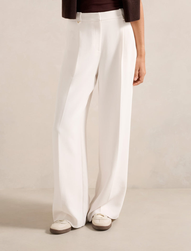 Desiree Button Straight Leg Pants Cream Forever New